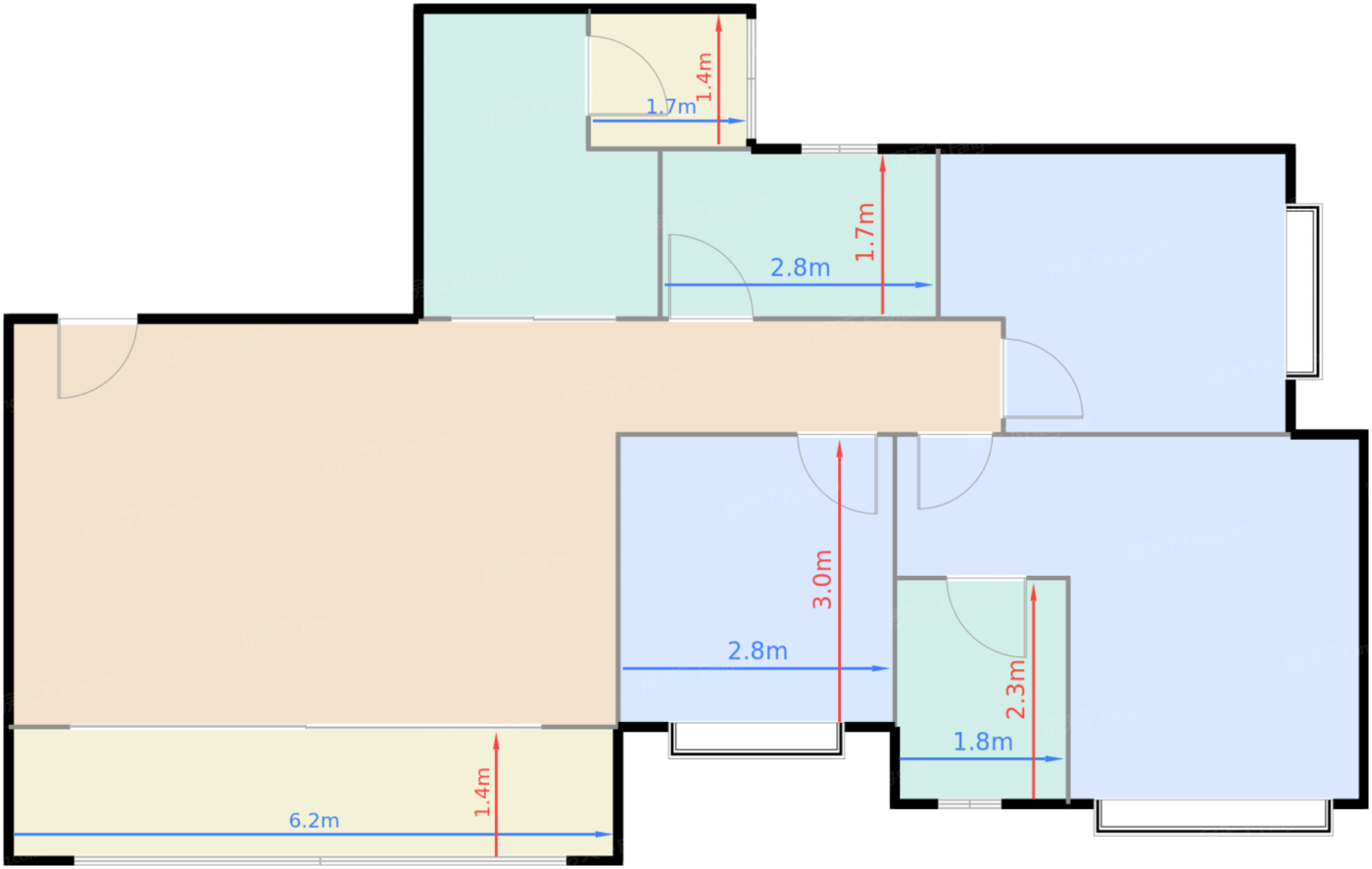 洋楼C2‘户型 3室2厅2卫 53-64万 建筑约99㎡