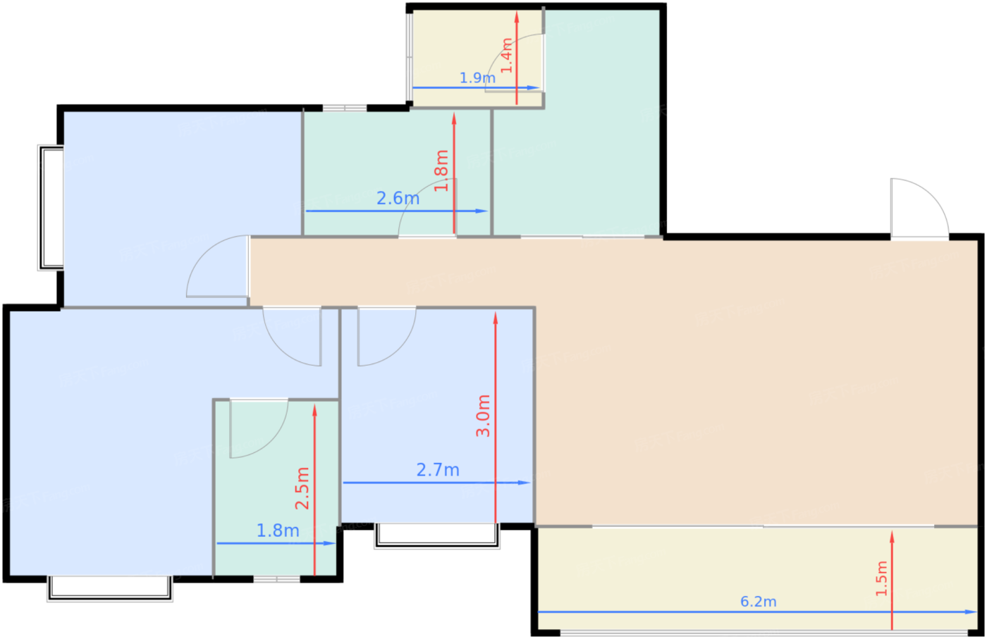 洋楼C1‘户型 3室2厅2卫 53-64万 建筑约99㎡