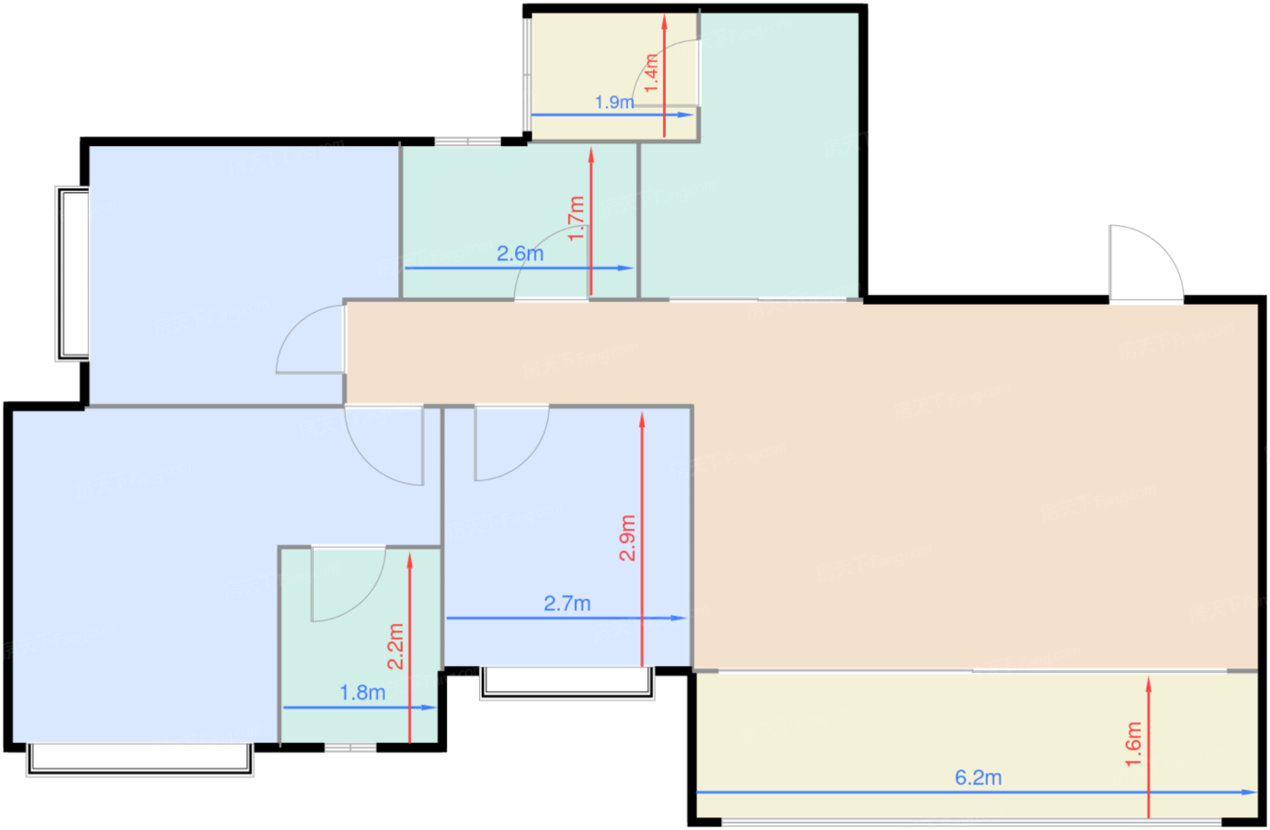 洋楼B1‘户型 3室2厅2卫 53-64万 建筑约99㎡